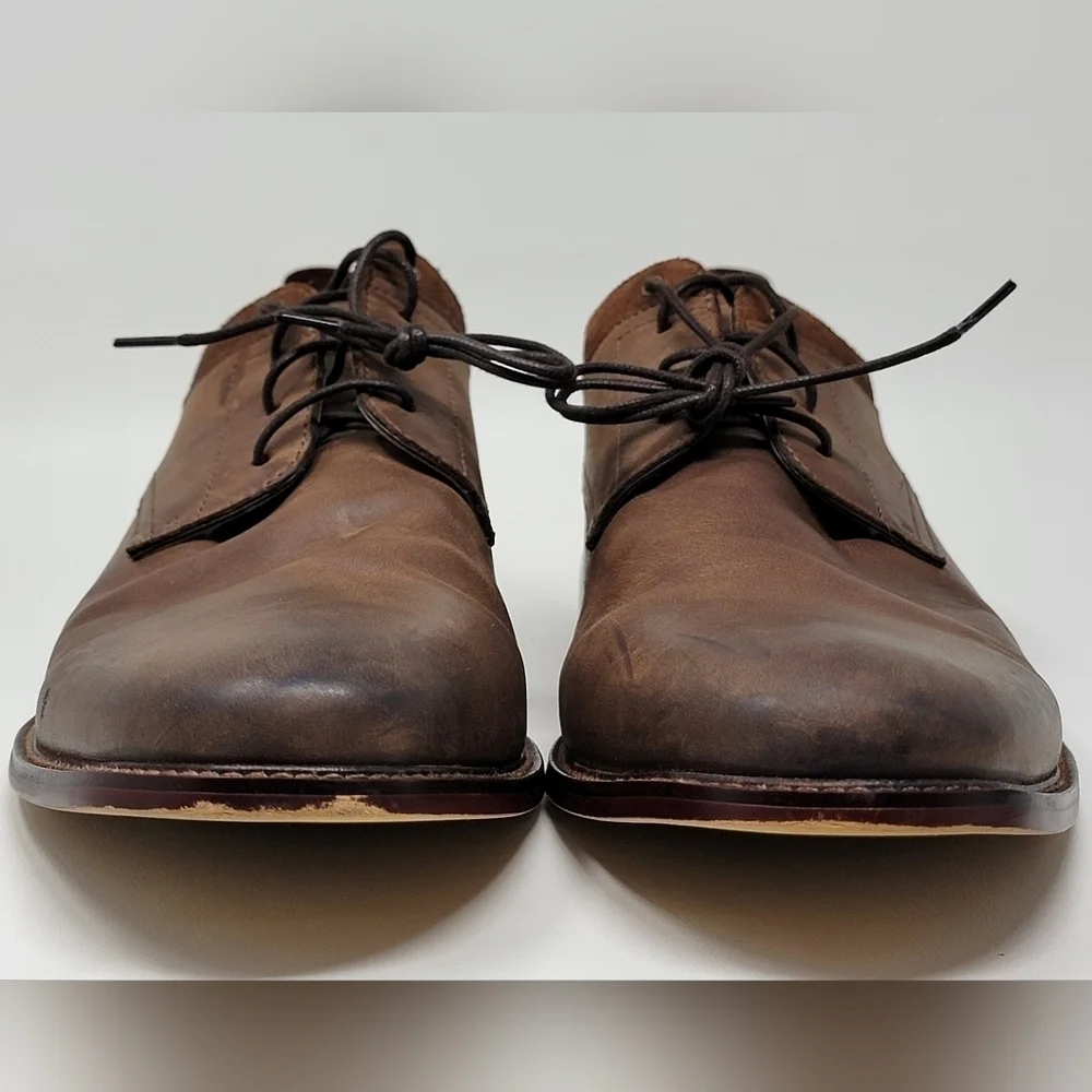 Aston Grey Dwilia Oxford Brown Leather Dress Shoes Men's Size 12 Pre-owned